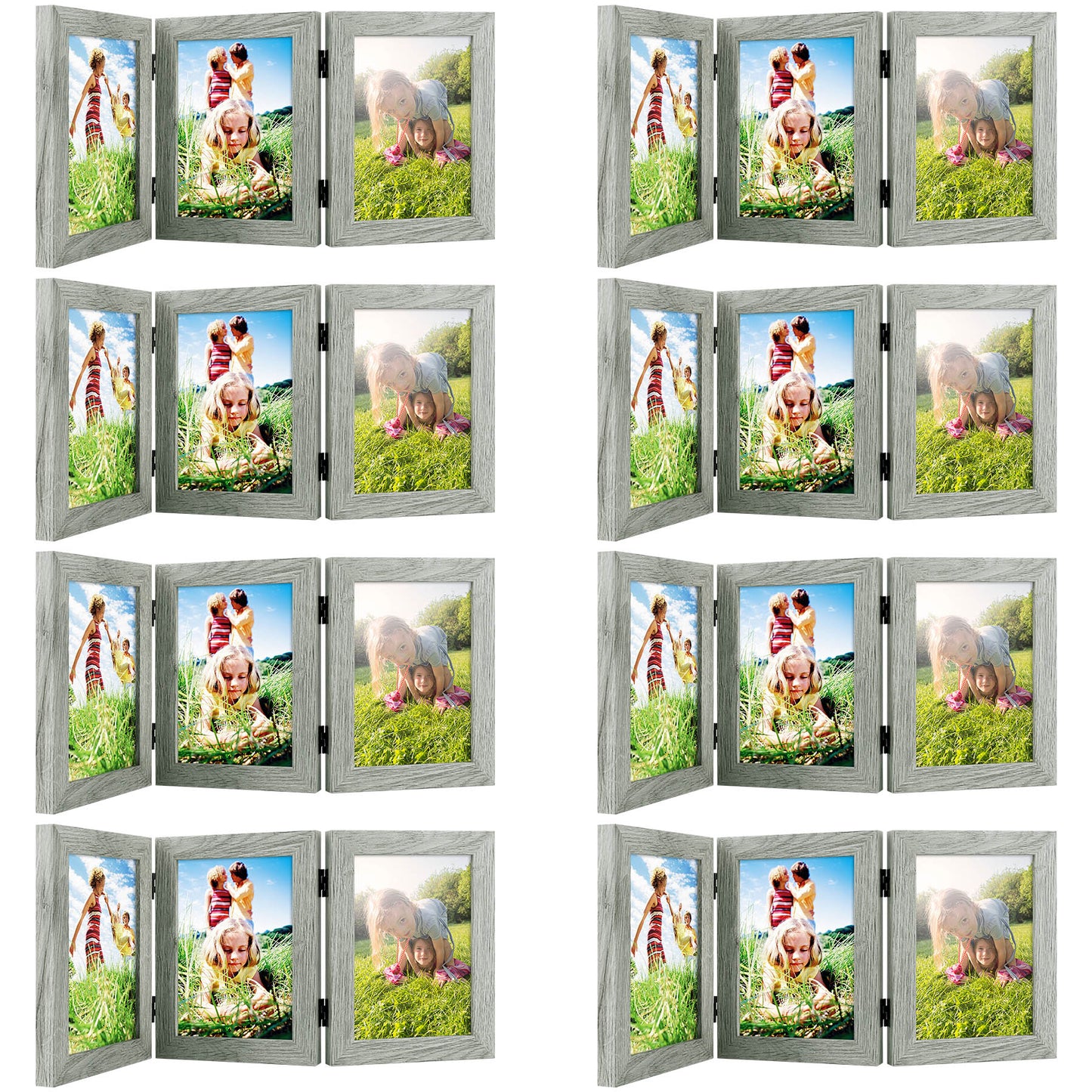 Three Picture Frame 5x7 Triple Frame (8 Pcs per Box) Light Grey