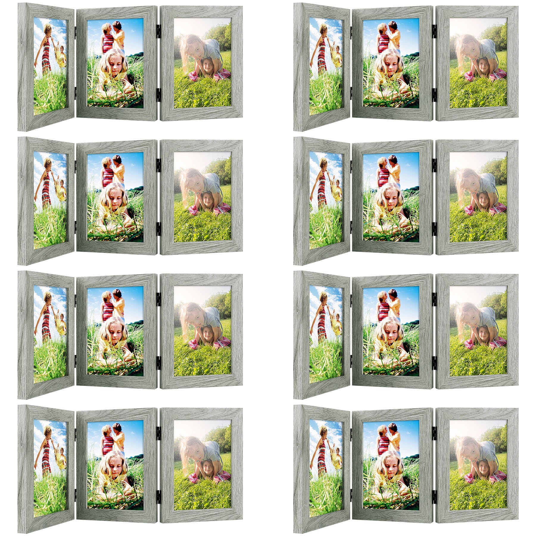 Three Picture Frame 5x7 Triple Frame (8 Pcs per Box) Light Grey
