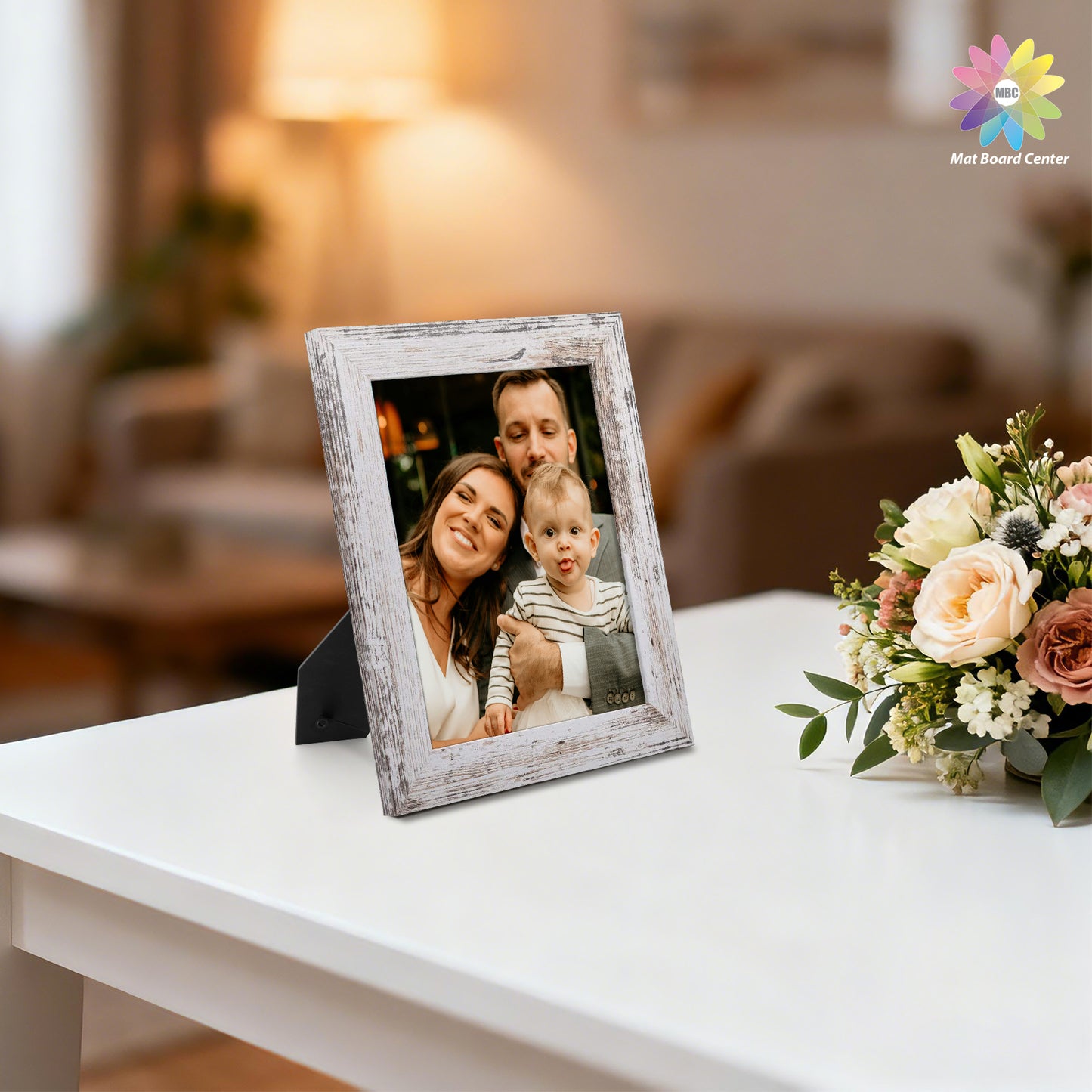 Clearance 8x10 Picture Frame with Real Glass Retro Brown and Distressed White (16 Pcs Per Box)