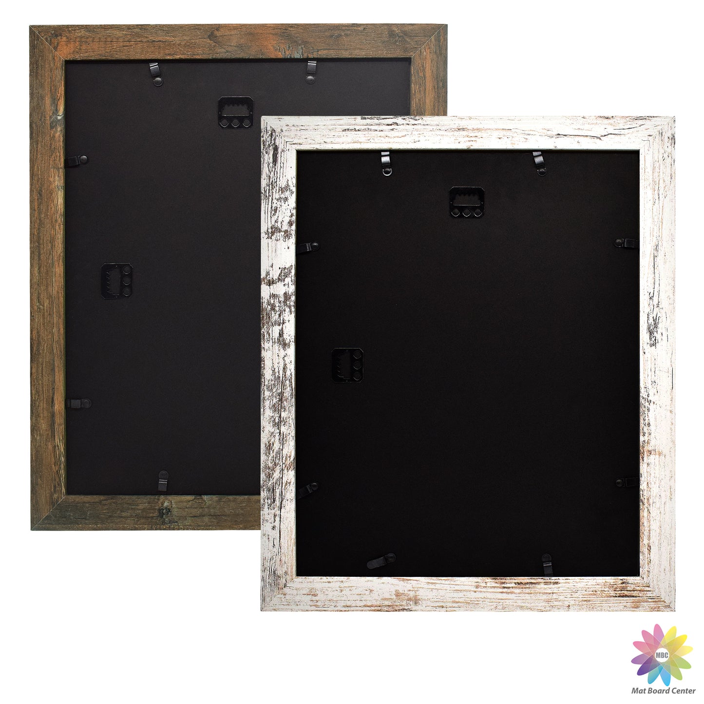 Clearance 11x14 Picture Frame with Real Glass Retro Brown and Distressed White (10 Pcs Per Box)