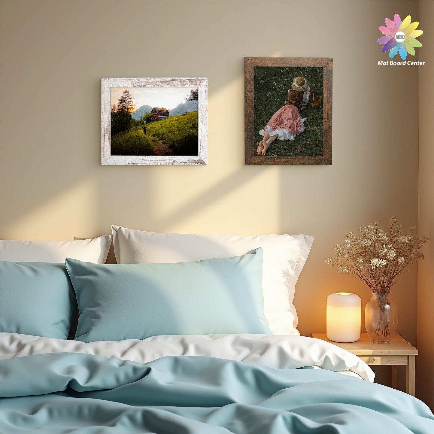 Clearance 11x14 Picture Frame with Real Glass Retro Brown and Distressed White (10 Pcs Per Box)