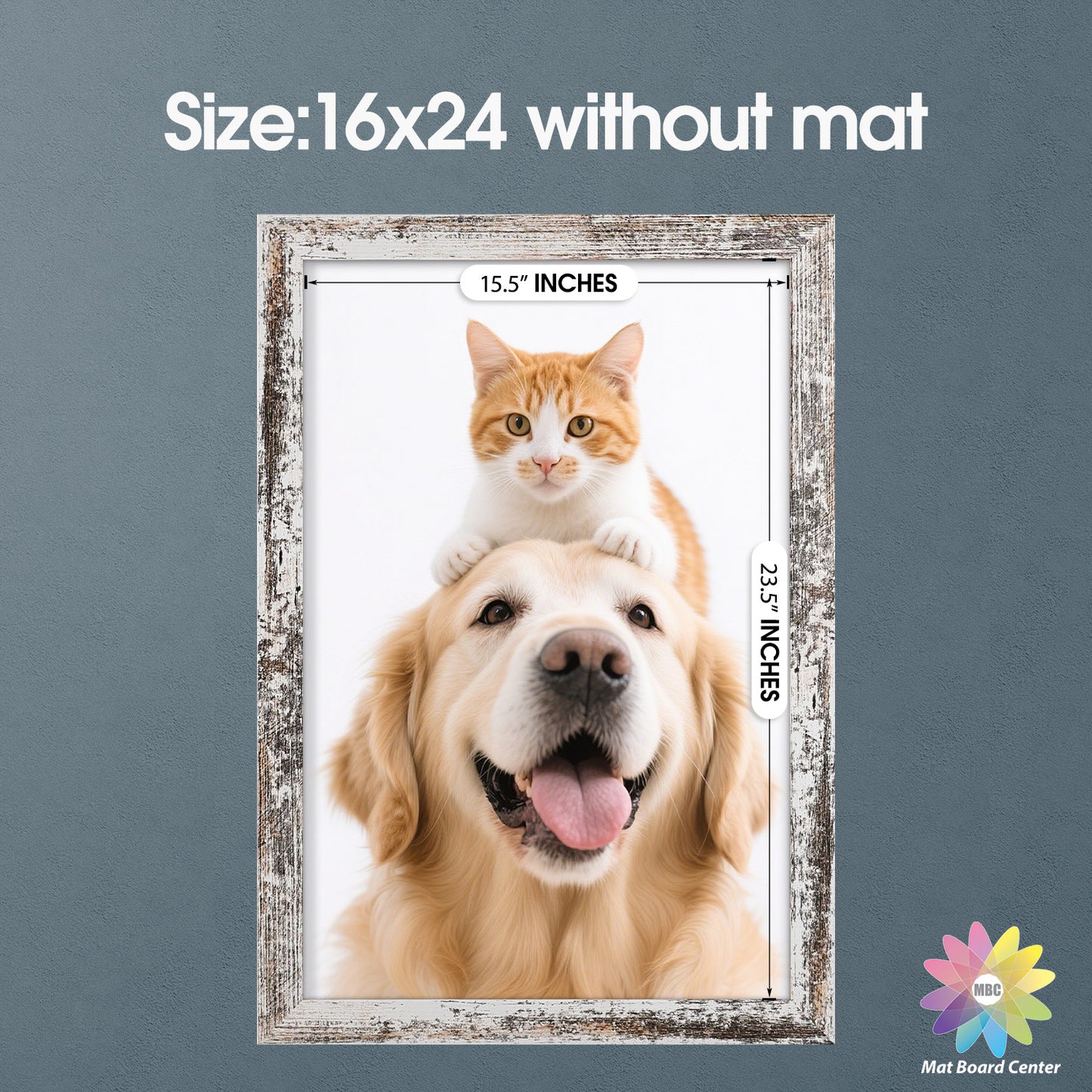 Clearance 16x24 MDF Picture Frame with Plexiglass Distressed White (6 Pcs Per Box)