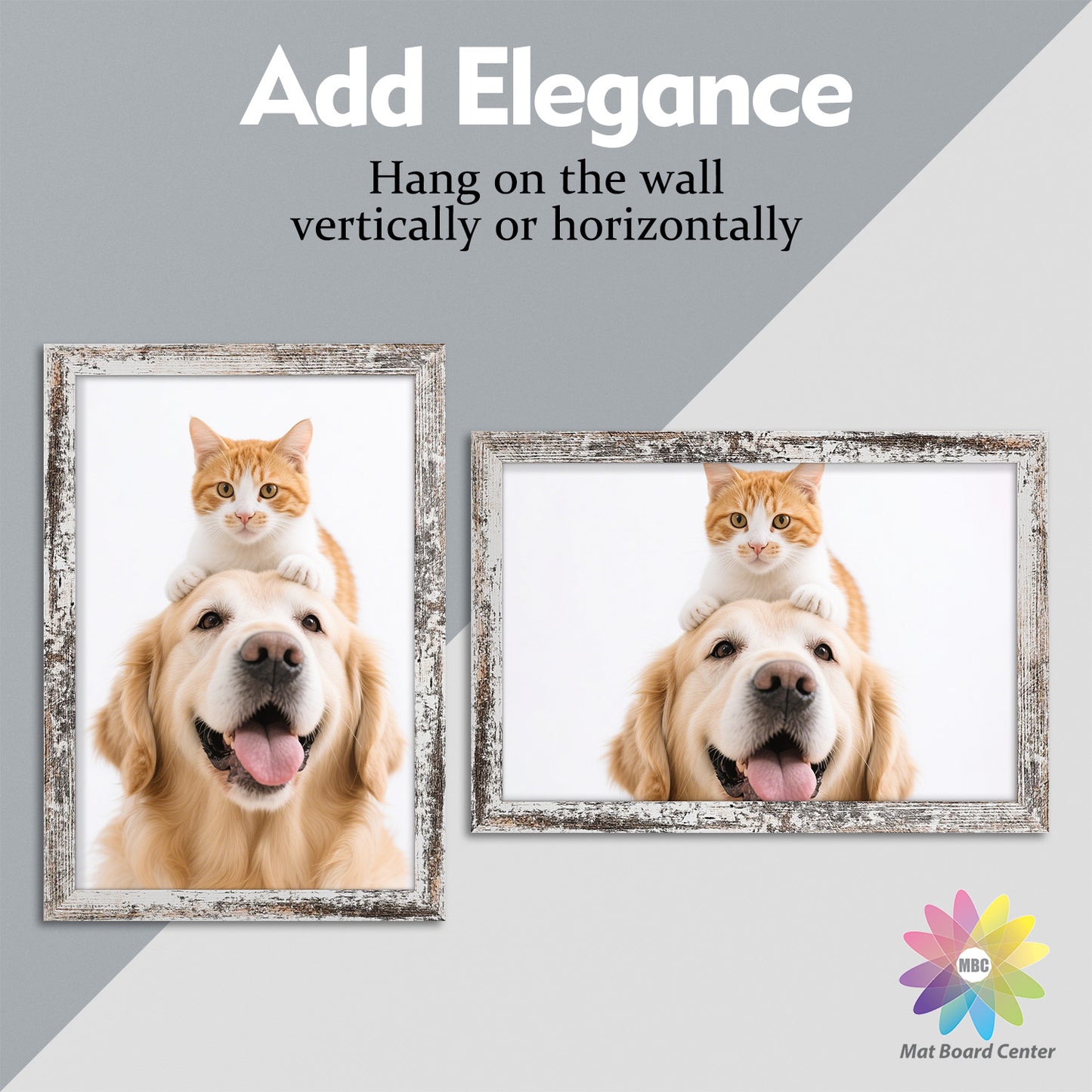 Clearance 16x24 MDF Picture Frame with Plexiglass Distressed White (6 Pcs Per Box)