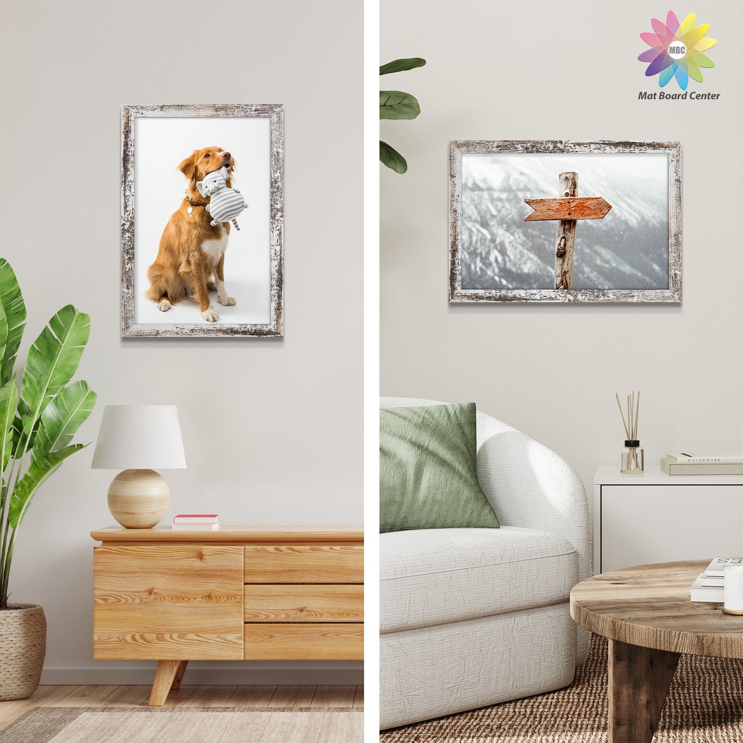 Clearance 16x24 MDF Picture Frame with Plexiglass Distressed White (6 Pcs Per Box)
