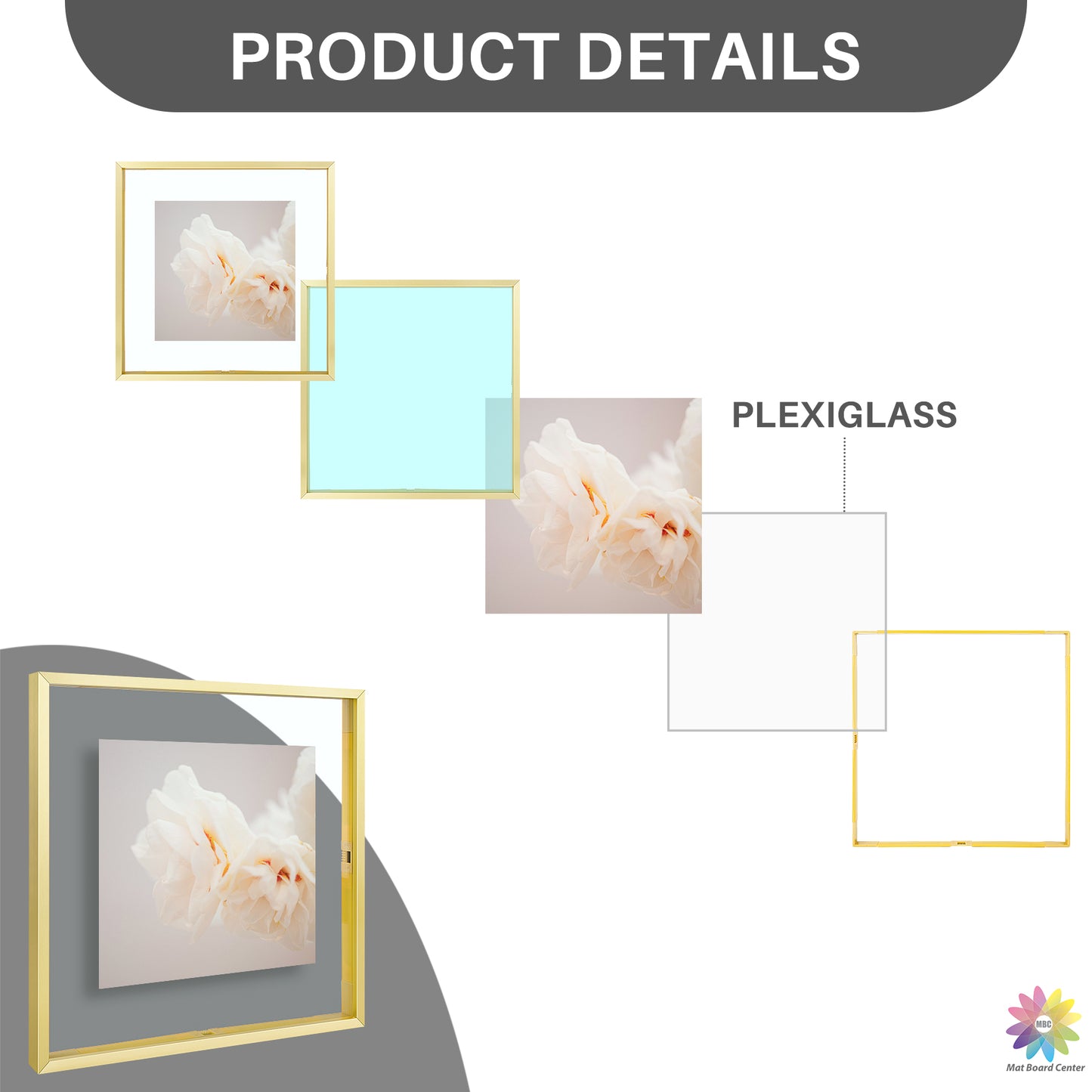 12x12 Floating Frame Displays Any Size Photo up to 12 by 12 (6 Pcs Per Box)