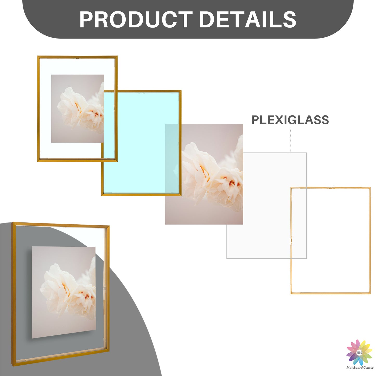12x16 Floating Frame Displays Any Size Photo up to 12 by 16 (6 Pcs Per Box)