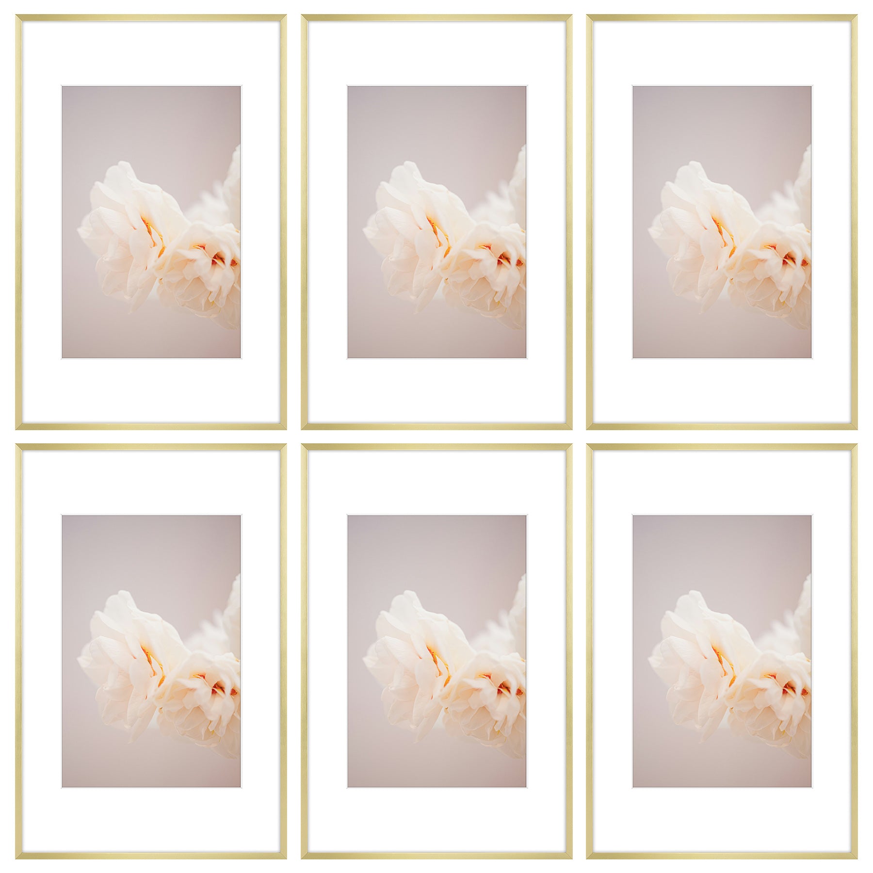 11x17 Aluminum Picture Frame with White Mat for 8x12 Photo (6 Pcs Per Box) Gold