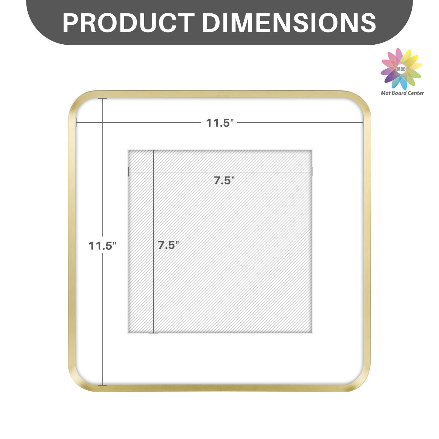 12x12 Round Corner Aluminum Picture Frame with White Mat for 8x8 Picture(6 Pcs Per Box)