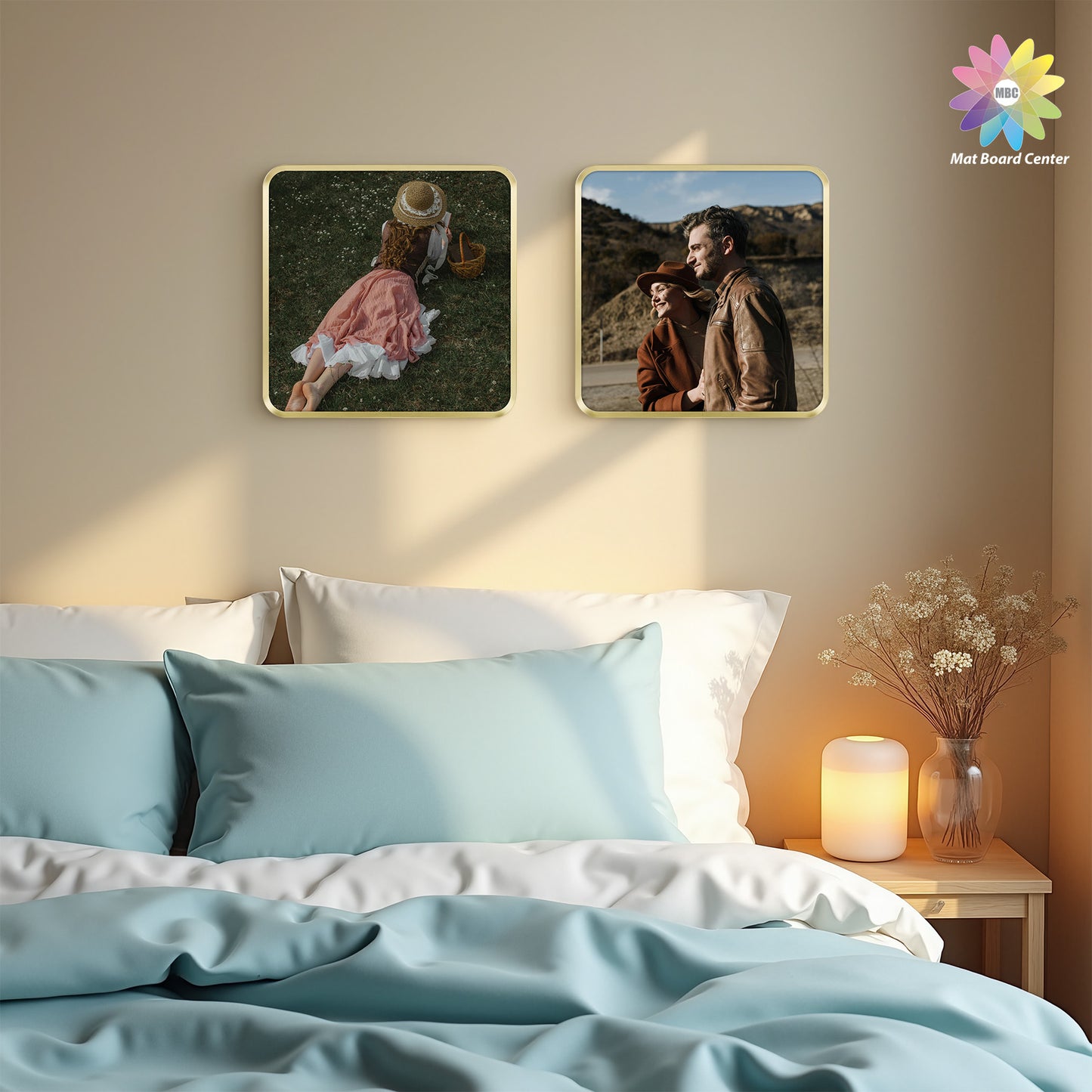 12x12 Round Corner Aluminum Picture Frame with White Mat for 8x8 Picture(6 Pcs Per Box)