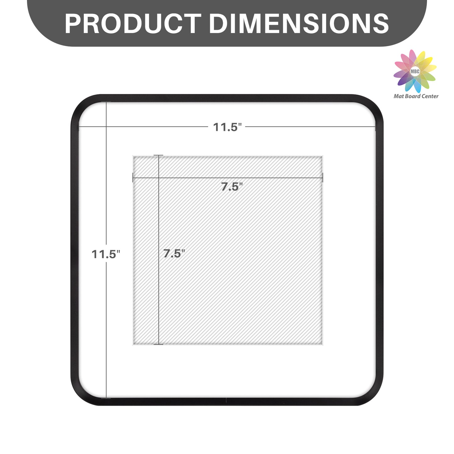 12x12 Round Corner Aluminum Picture Frame with White Mat for 8x8 Picture(6 Pcs Per Box)