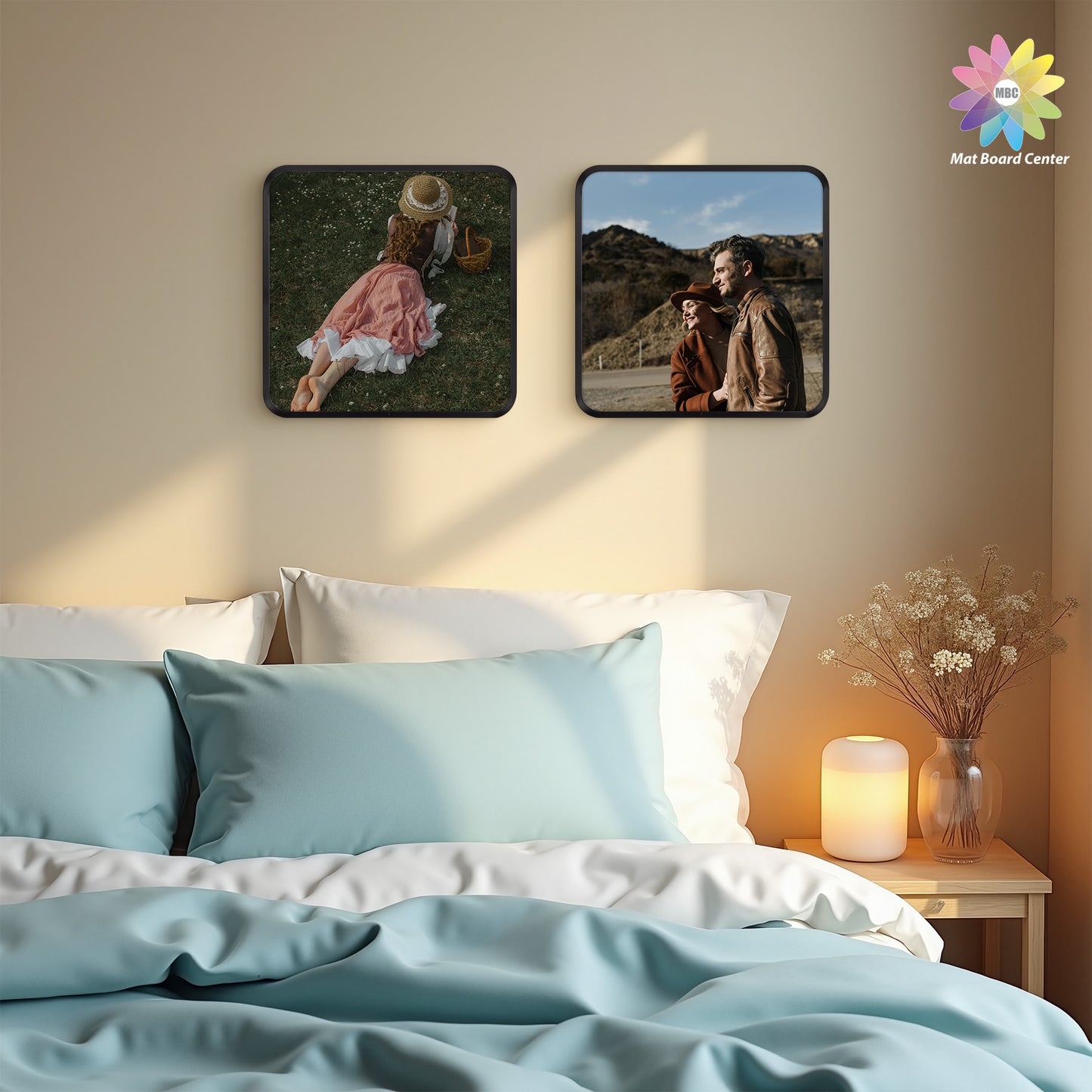 12x12 Round Corner Aluminum Picture Frame with White Mat for 8x8 Picture(6 Pcs Per Box)