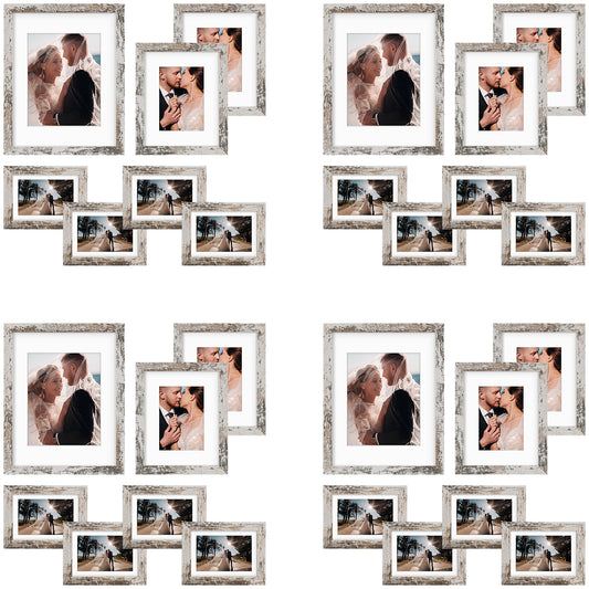 Clearance Gallery Picture Frame Four 11x14, Eight 8x10, Sixteen 5x7 Frame (28 Pcs Per Box) Distressed White
