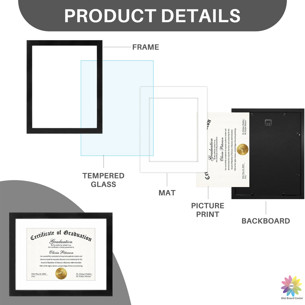 11x14 Picture Frame for 8.5x11 Photo/Certificate (8 Pcs Per Box)