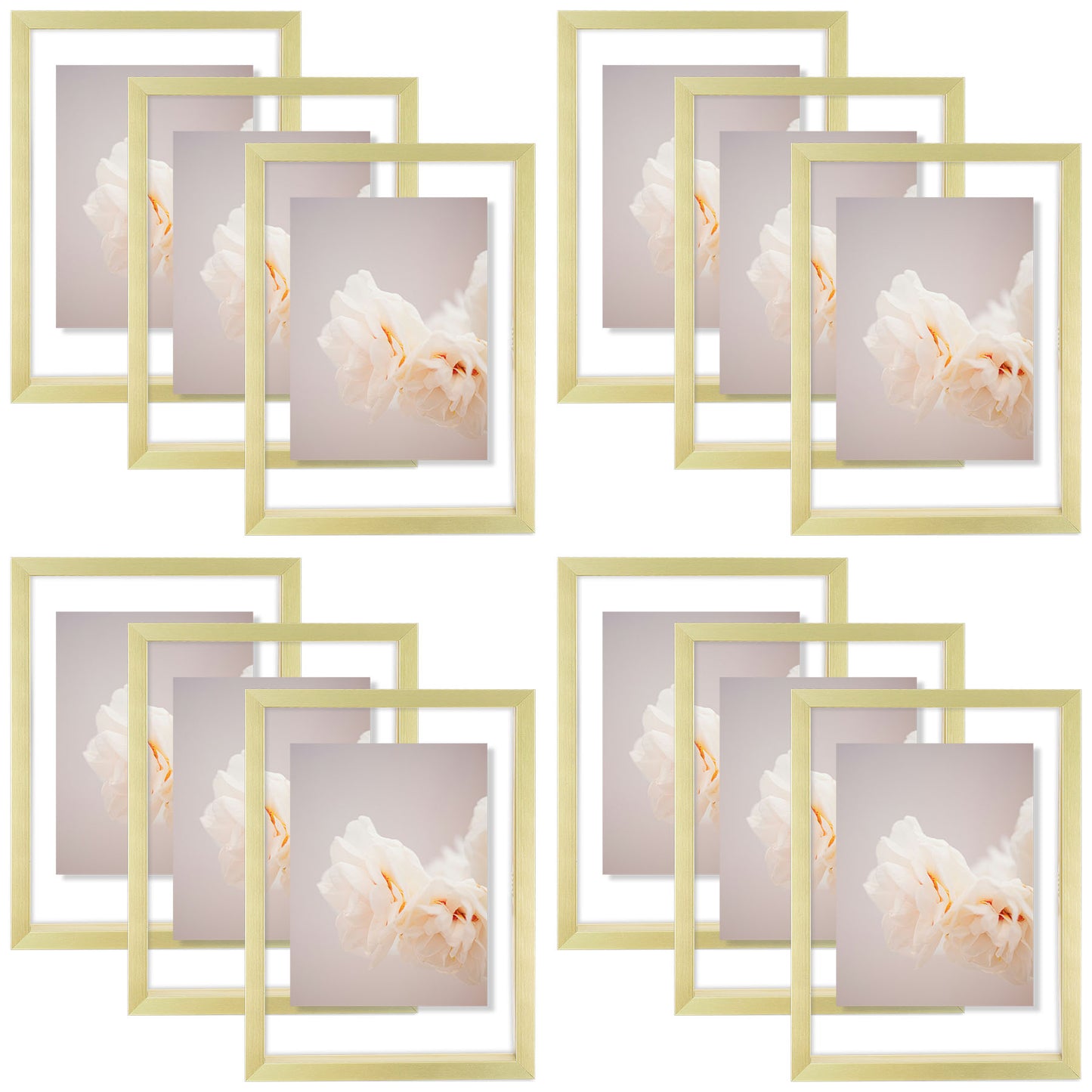 5x7 Floating Frame Displays Any Size Photo up to 5 by 7 (12 Pcs Per Box) Gold