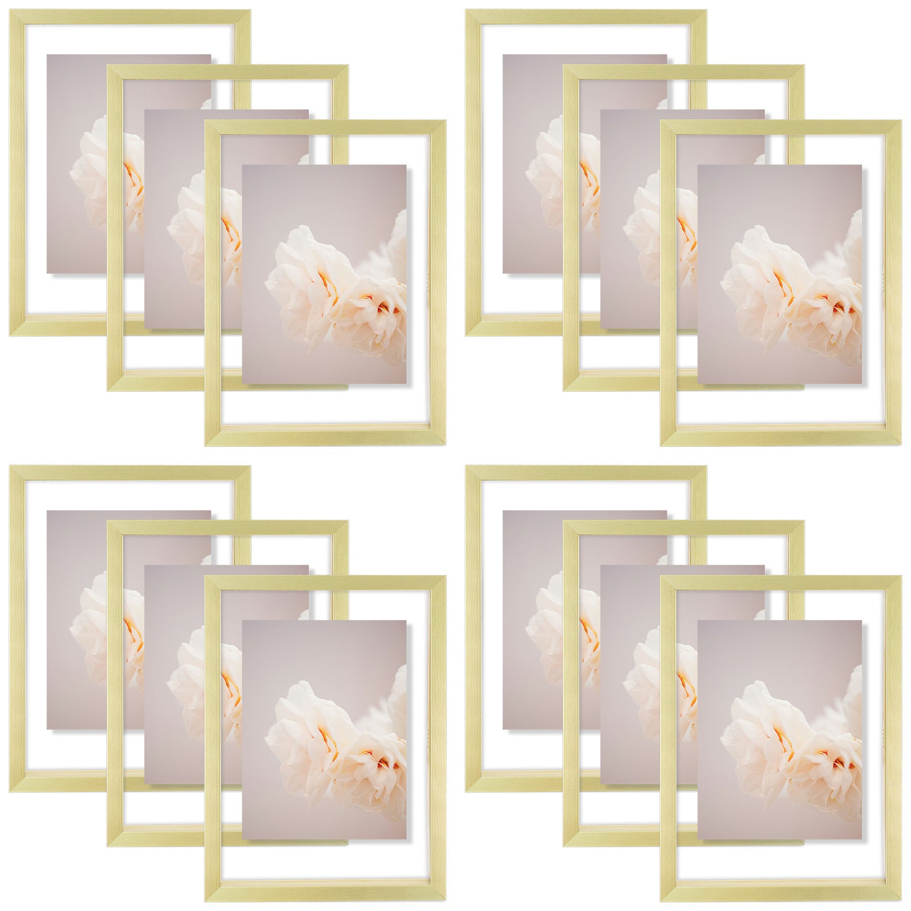 5x7 Floating Frame Displays Any Size Photo up to 5 by 7 (12 Pcs Per Box) Gold