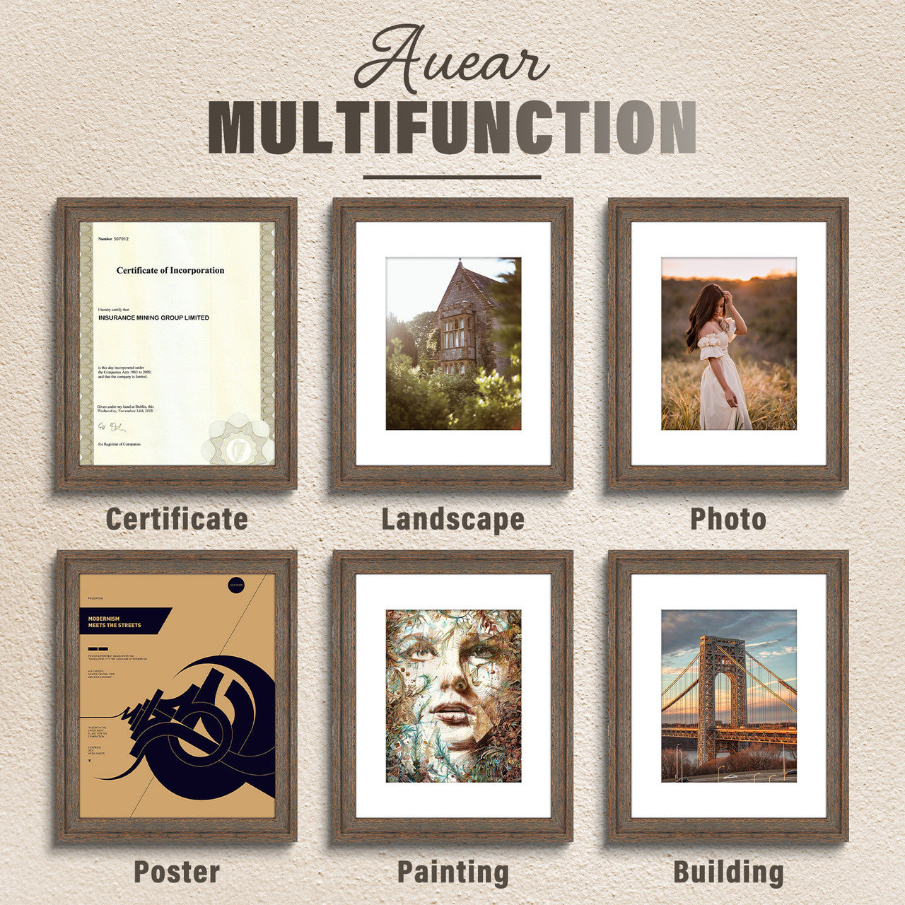 18x24 Poster Frames, Wood Frames Display 16x20 Picture With White Mat (4 Pcs per Box)