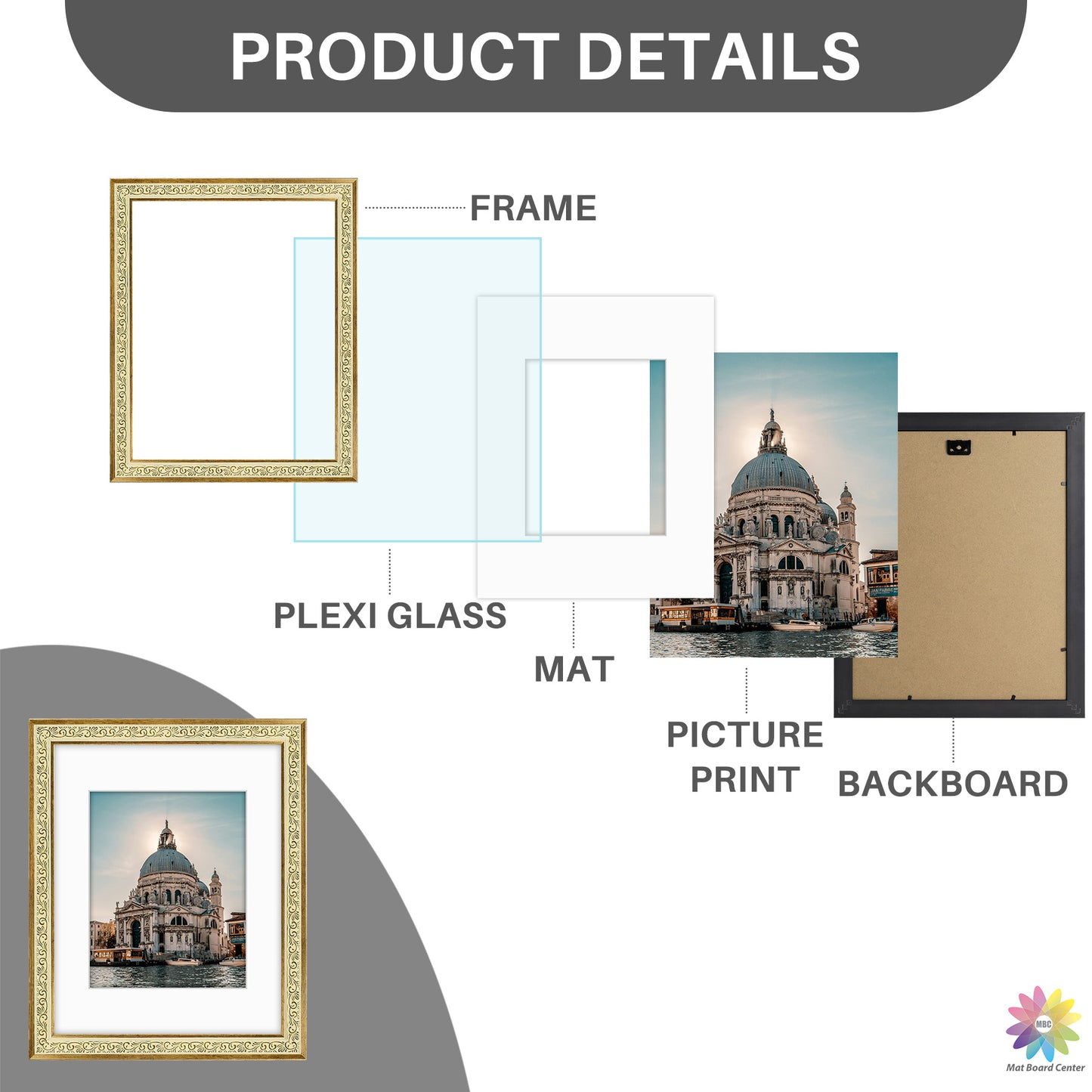 11x14 Picture Frame with White Mat for 8x10 Photo (10 Pcs Per Box)