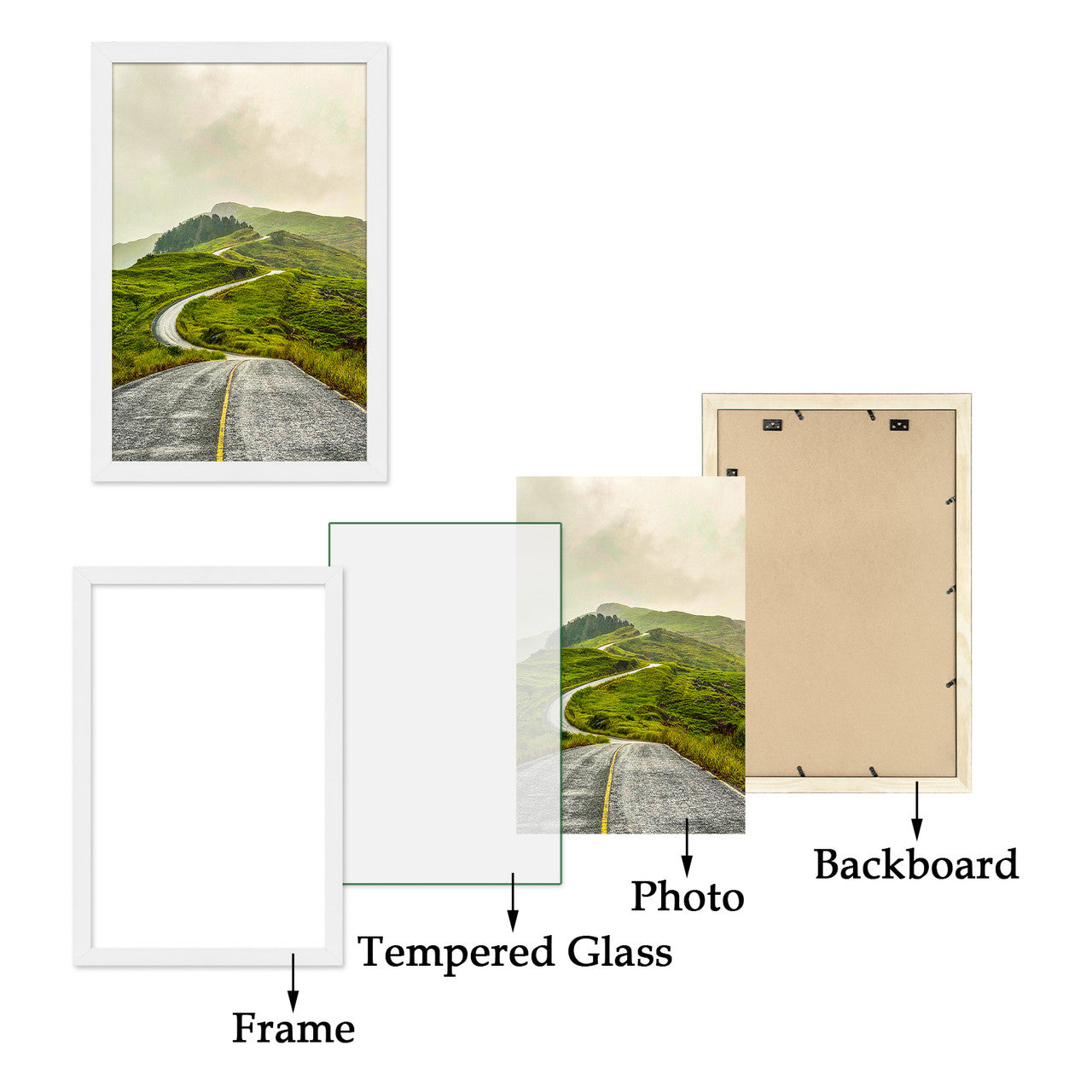 16X24 Poster Frames, Wood Frames Without Mat, Real Glass Included(4 Pcs per Box )