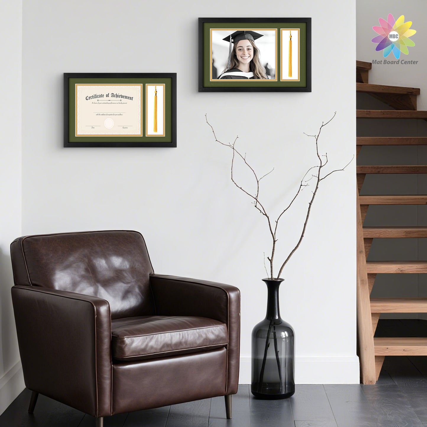 Clearance Diploma Tassel Shadow Box 11x17.5 Frame For 8.5x11 Document/Certificate with Double Mat and Real Glass Black (6 Pcs Per Box)