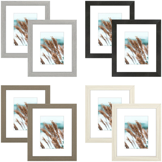 Clearance 8x10 Picture Frame for 5x7 Photo with White Mat and Plexiglass Mix Colors (8 Pcs Per Box)