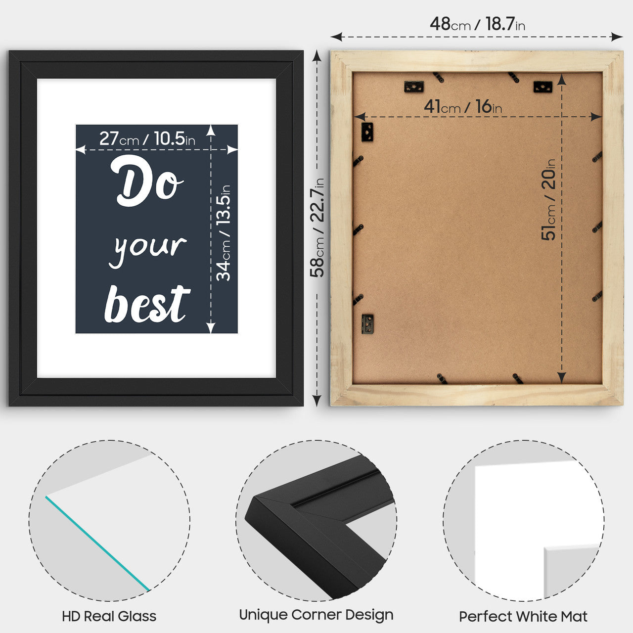 16X20 Wood Frames Display 11X14 Picture With White Mat (4 Pcs per Box)