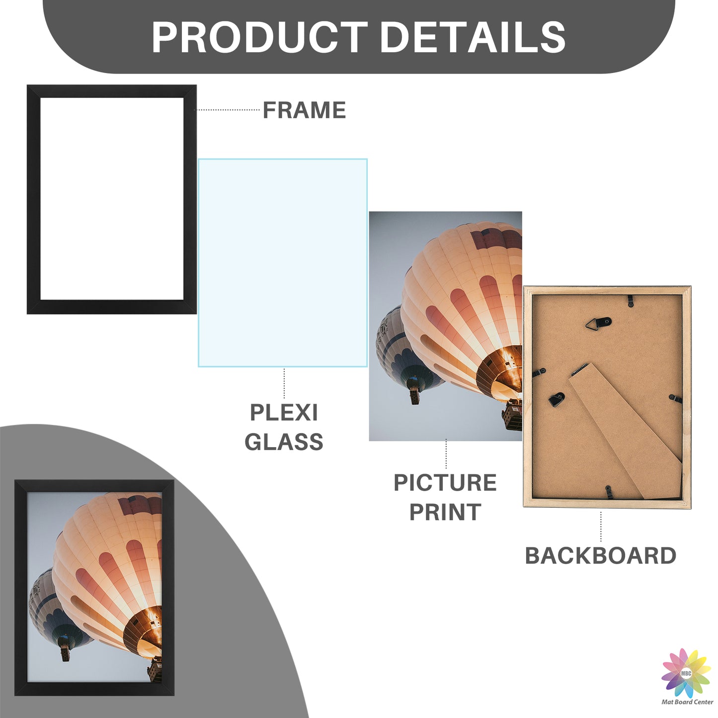 Clearance A4 Black Picture Frame with Plexiglass (8 Pcs Per Box)