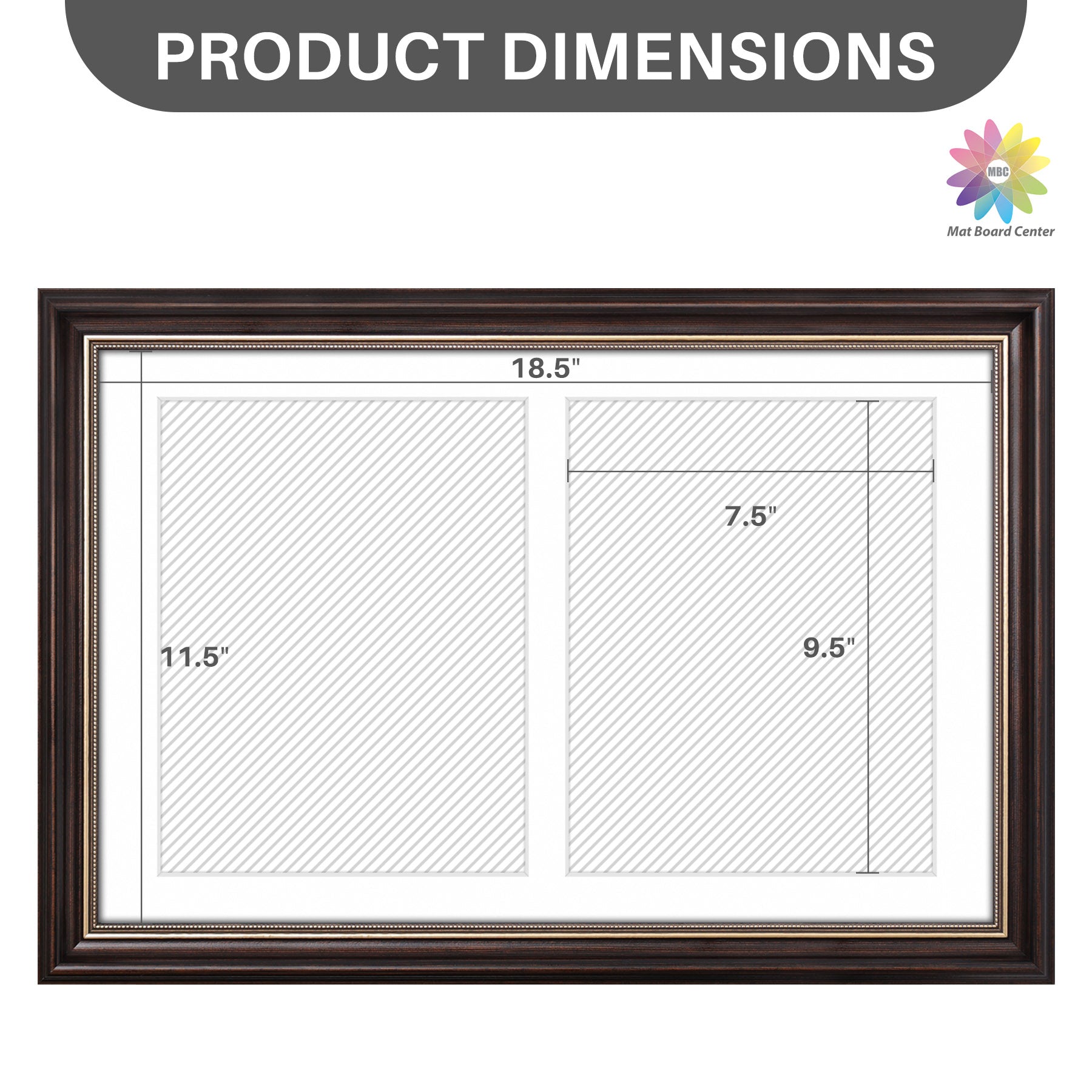 12x19 Frame 12x19 Collage Picture Frame with White Mat Displays Two 8x10 Photo Bro ...