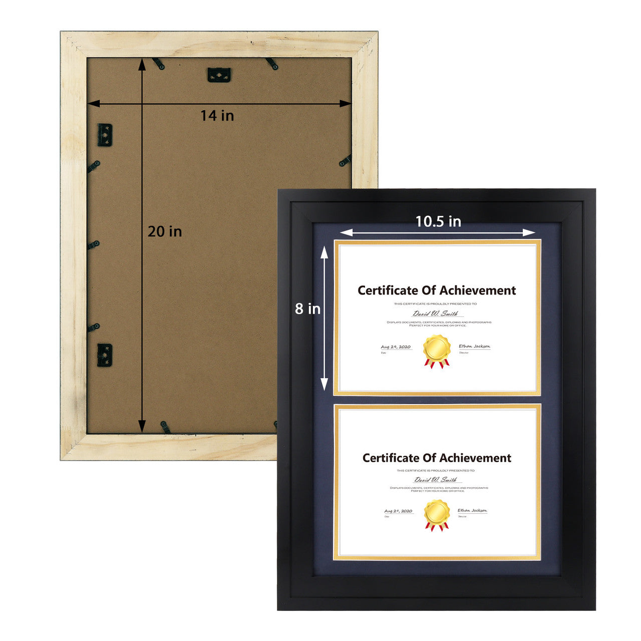 14X20 Double Diploma Frames, Wood Frames Display 8.5X11 Document/Certificate With Double Mat (6 Pcs per Box)