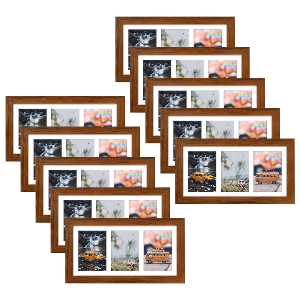 7x14 Collage Picture Frames for Three 4x6 Pictures Wood Frame(10 Pcs per Box) Brown