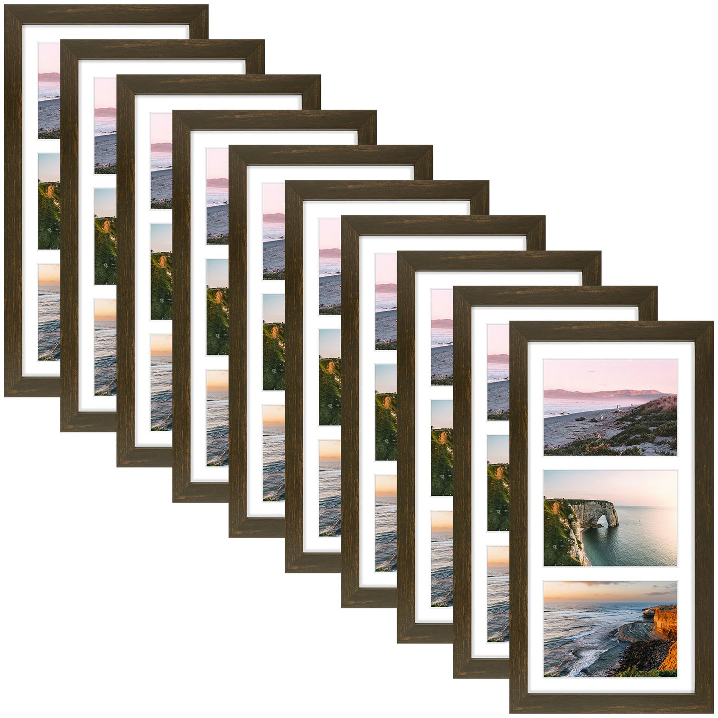 Clearance 7x14 Wood Frame Displays Three 4x6 Pictures (10 Pcs Per Box)