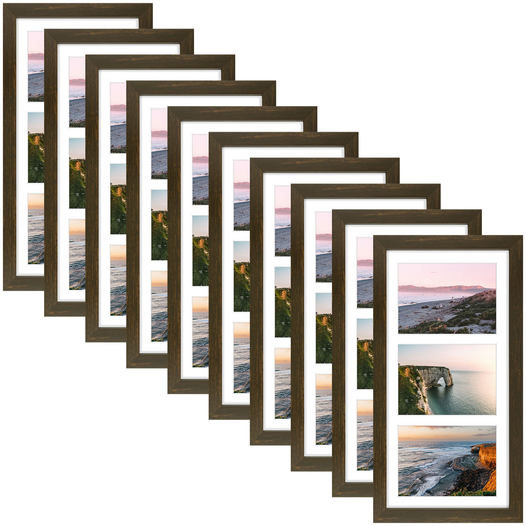 Clearance 7x14 Wood Frame Displays Three 4x6 Pictures (10 Pcs Per Box)