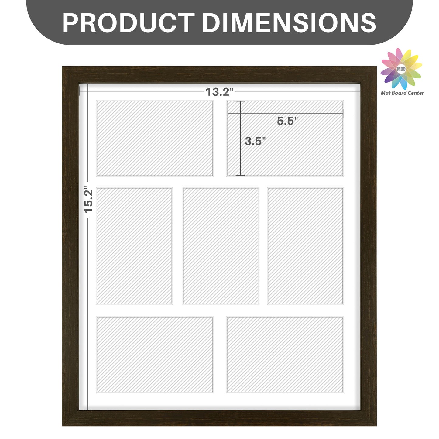 Clearance 13.7x15.7 Collage Photo Frame For Seven 4x6 Pictures With White Mat and Real Glass (10 Pcs Per Box)