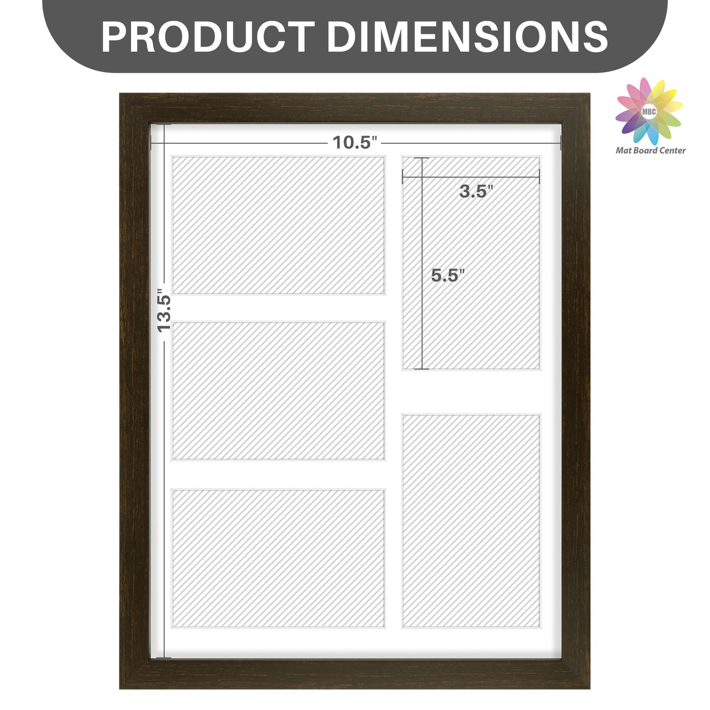 Clearance 11x14 Collage Picture Frame For Five 4x6 Pictures With White Mat and Real Glass Rustic Brown (10 Pcs Per Box)