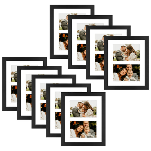 Clearance 4x6 Double Picture Frame With Real Glass and White Mat (9 Pcs Per Box) Black