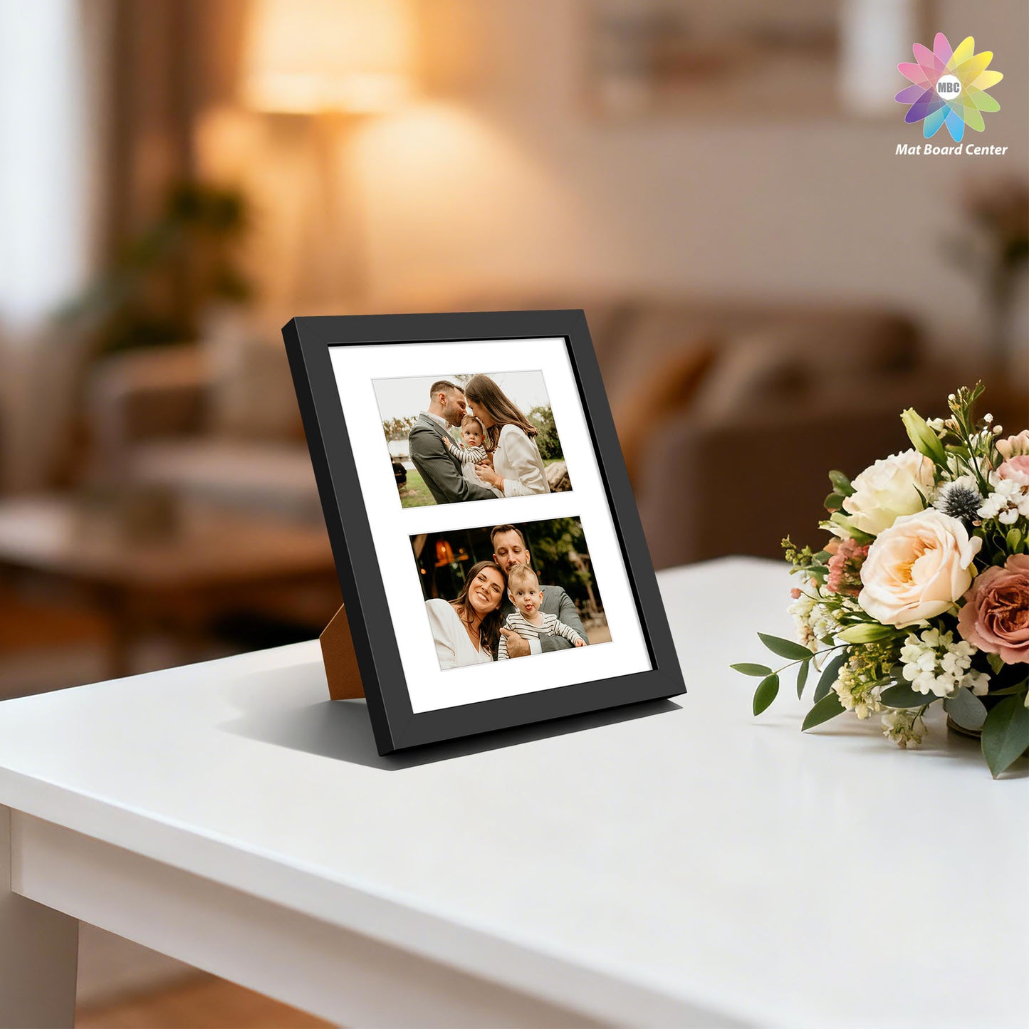 Clearance 4x6 Double Picture Frame With Real Glass and White Mat (9 Pcs Per Box)