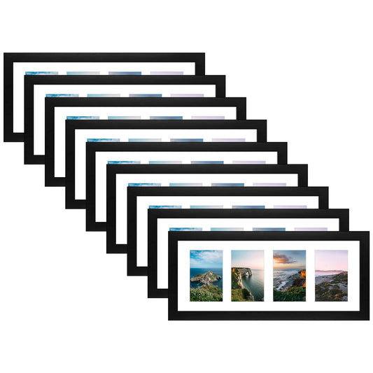 Clearance 8x20 Collage Picture Frame with White Mat Displays Four 4x6 Picture (9 Pcs Per Box)