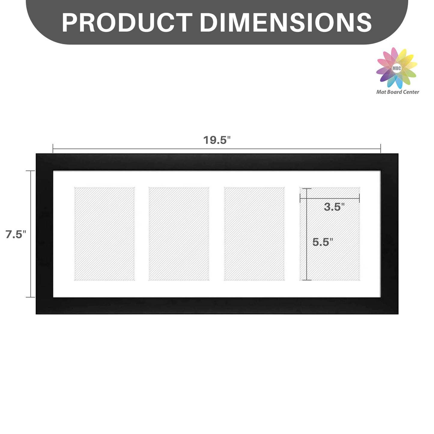 Clearance 8x20 Collage Picture Frame with White Mat Displays Four 4x6 Picture (9 Pcs Per Box)
