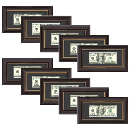 Dollar Bill Frame with Black Mat or Hold 4x9 Business License (10 Pcs Per Box)