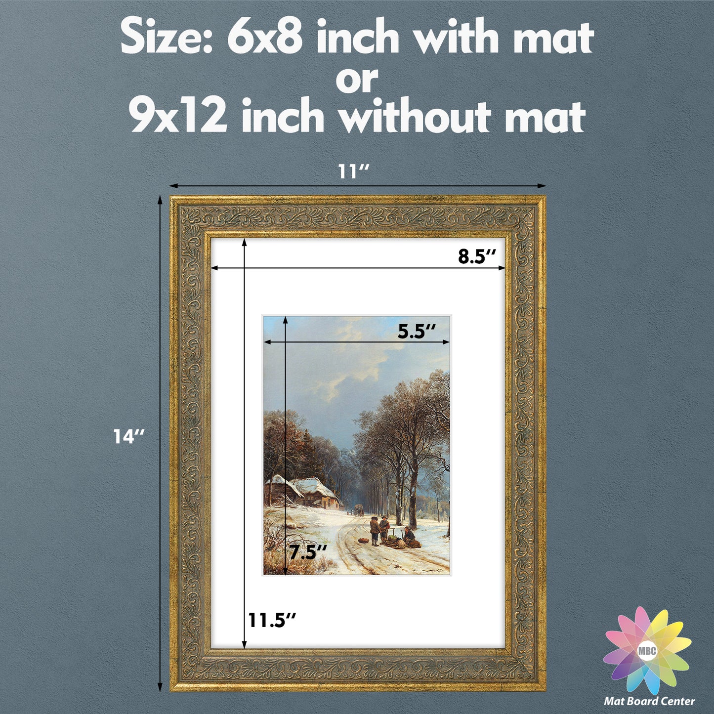 9x12 Picture Frame with White Mat for 6x8 Picture (10 Pcs Per Box)