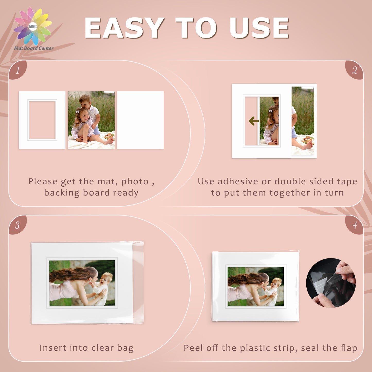 25 Pack 8x10 Double Mat For 5x7 Photos + Backing + Bag