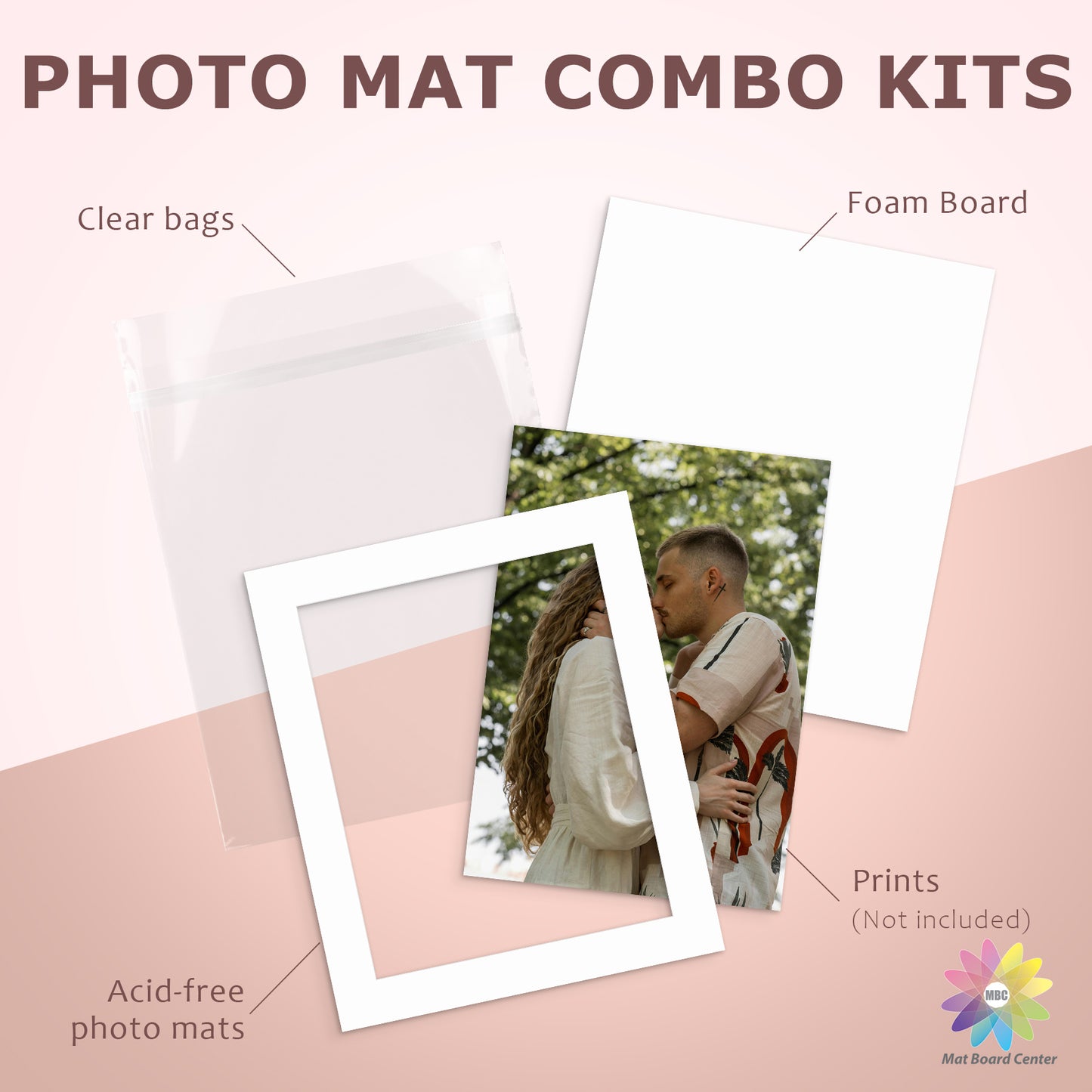 50 Pack 20x24 Whitecore Pre-Cut Mat Board for 16x20 Photo + White Foam Board + Bag