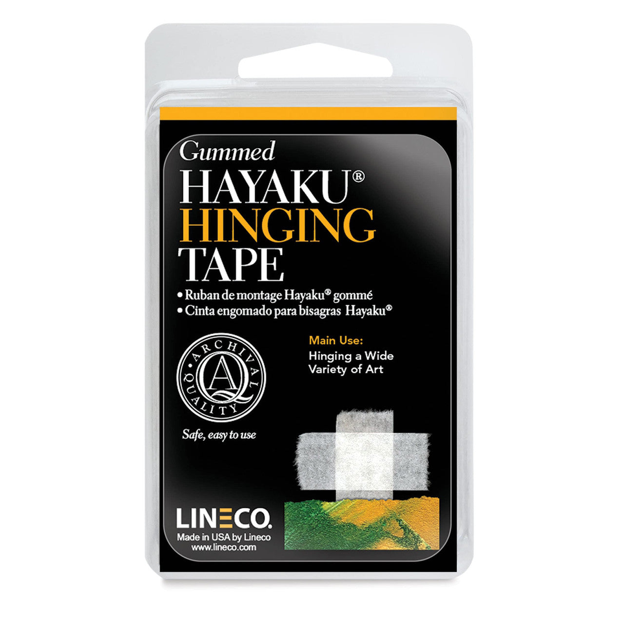 Lineco,Gummed Hinging Hayaku Tape. Archival with Acid-Free Water Activated Adhesive. Strong for Paper, Art, Repair of Art. 1 in x 12 ft