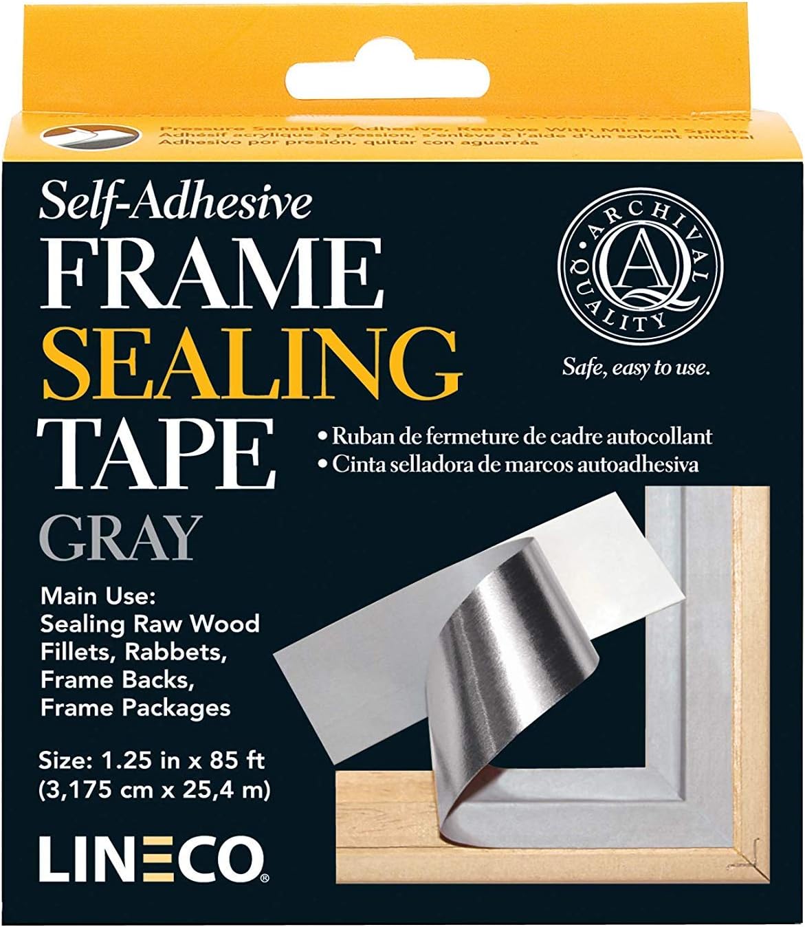 Lineco Self-Adhesive Frame Sealing Tape, for Frame Sealing DIY, Crafts, Frame Backing for Sturdy Design and Debris Prevention (Blue/Gray) 1.25 in. x 85 ft.