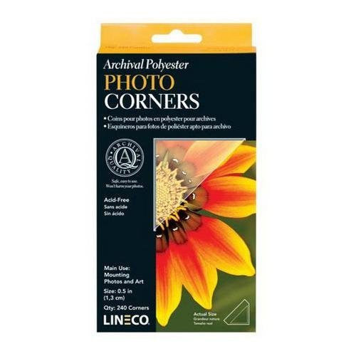 Lineco Archival Polyester Mounting Corners Pack of 240 Pressure Sensitive Adhesive 0.5 in.