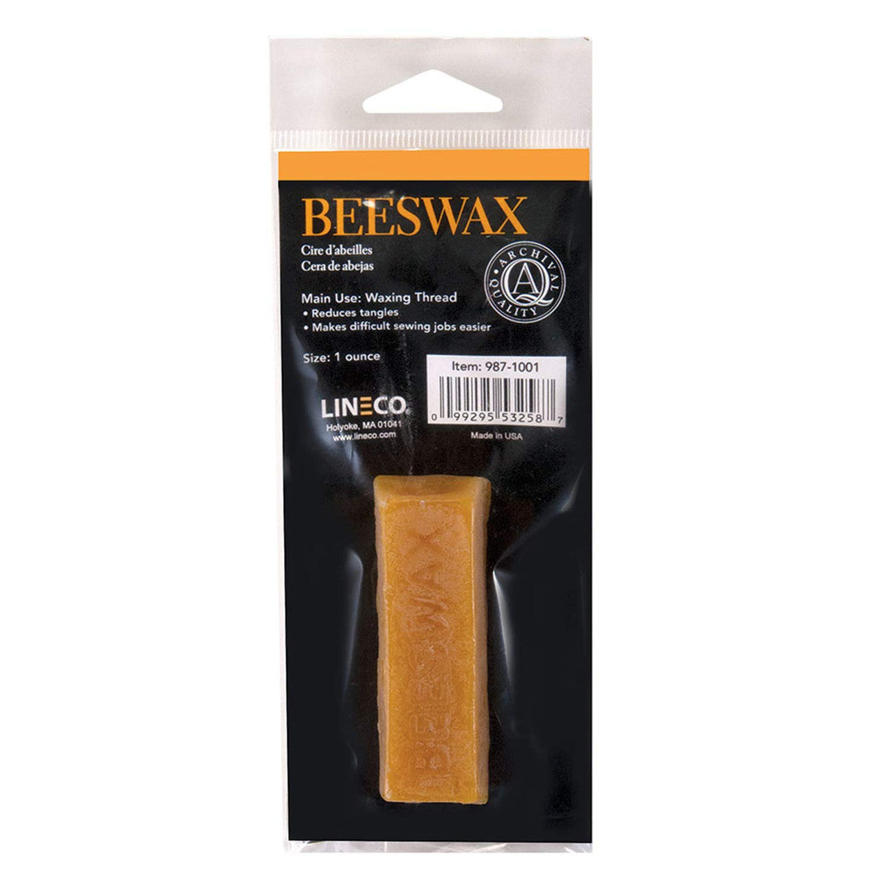 Lineco 1 oz Genuine Beeswax Block. Perfect for Framers, Conservators and Book Binders for Waxing Thread.