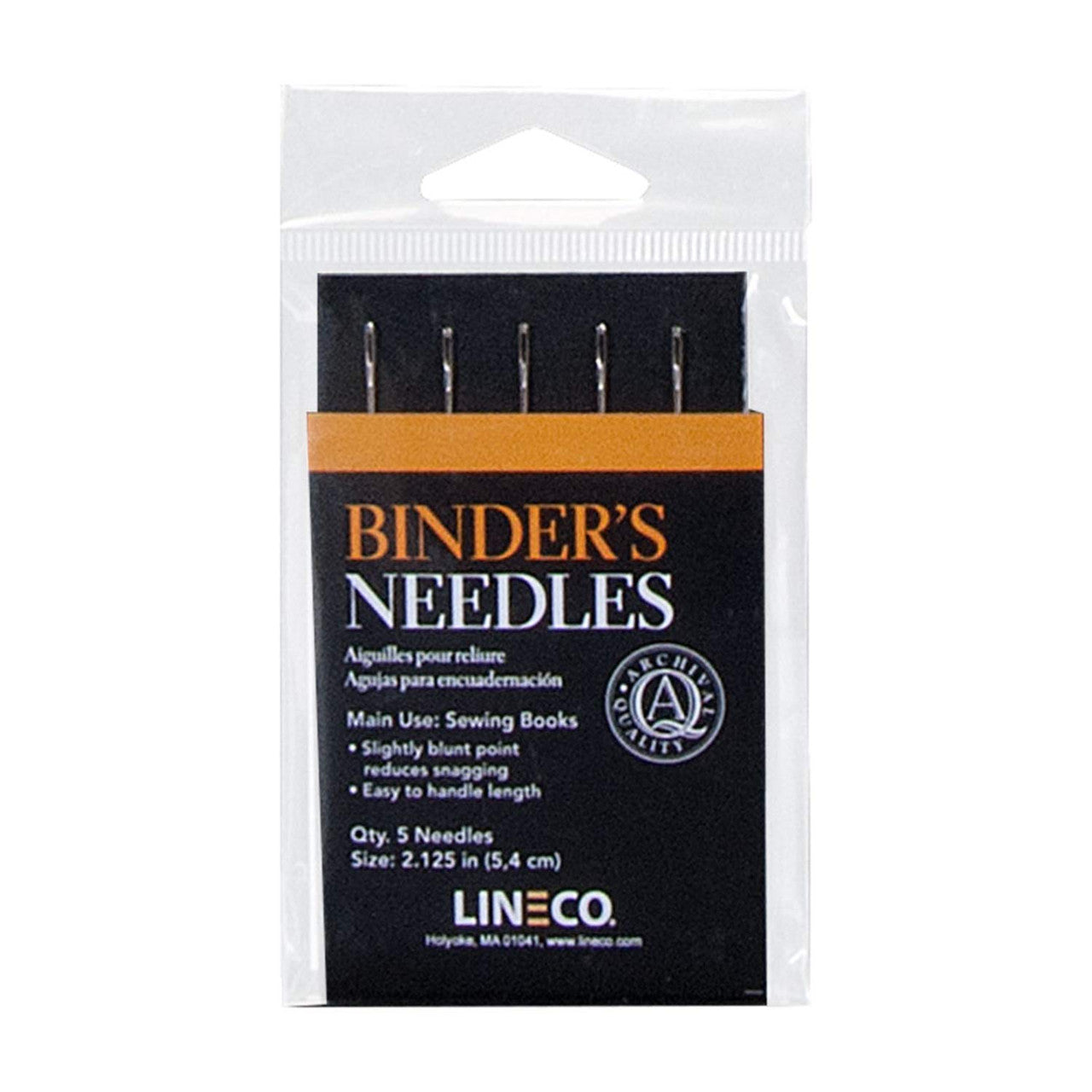 Lineco Book Binding Stainless Steel Needles, Ideally for Sewing Books and Slightly Blunt Point to Reduce Snagging, Perfect Length (Pack of 5)