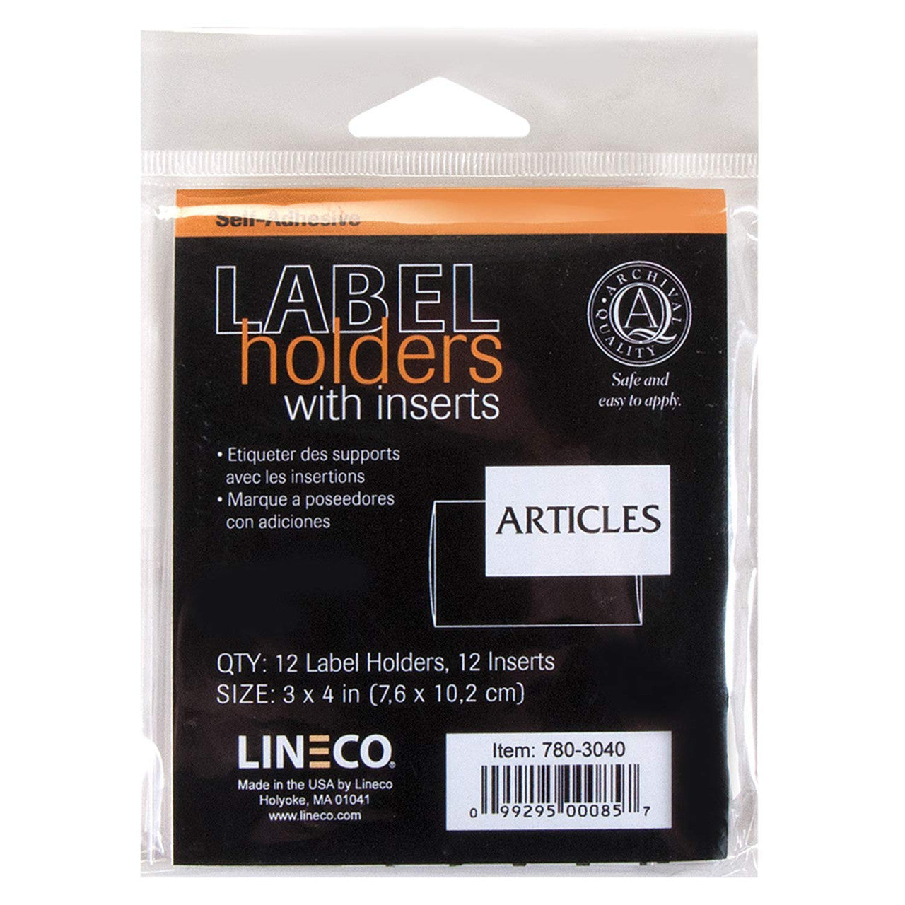 Lineco Label Holders with Inserts, Archival Polyester, Package of 12 3 in. x 4 in.