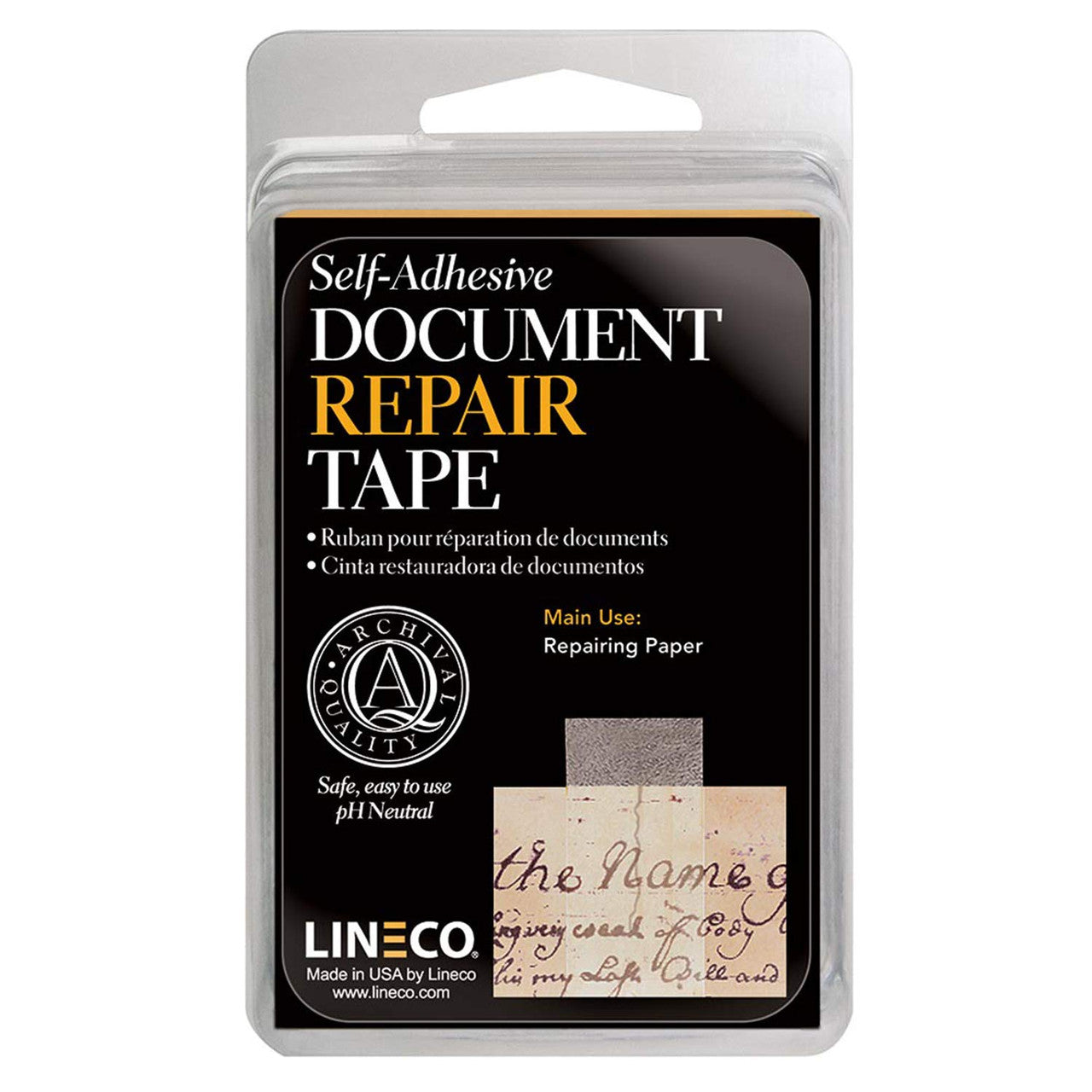 Lineco, Self Adhesive, Document Repair Tape with Neutral pH. Transparent Pressure Sensitive. Non-Yellowing and Removable with Solvents. 1 in. x 12 ft.