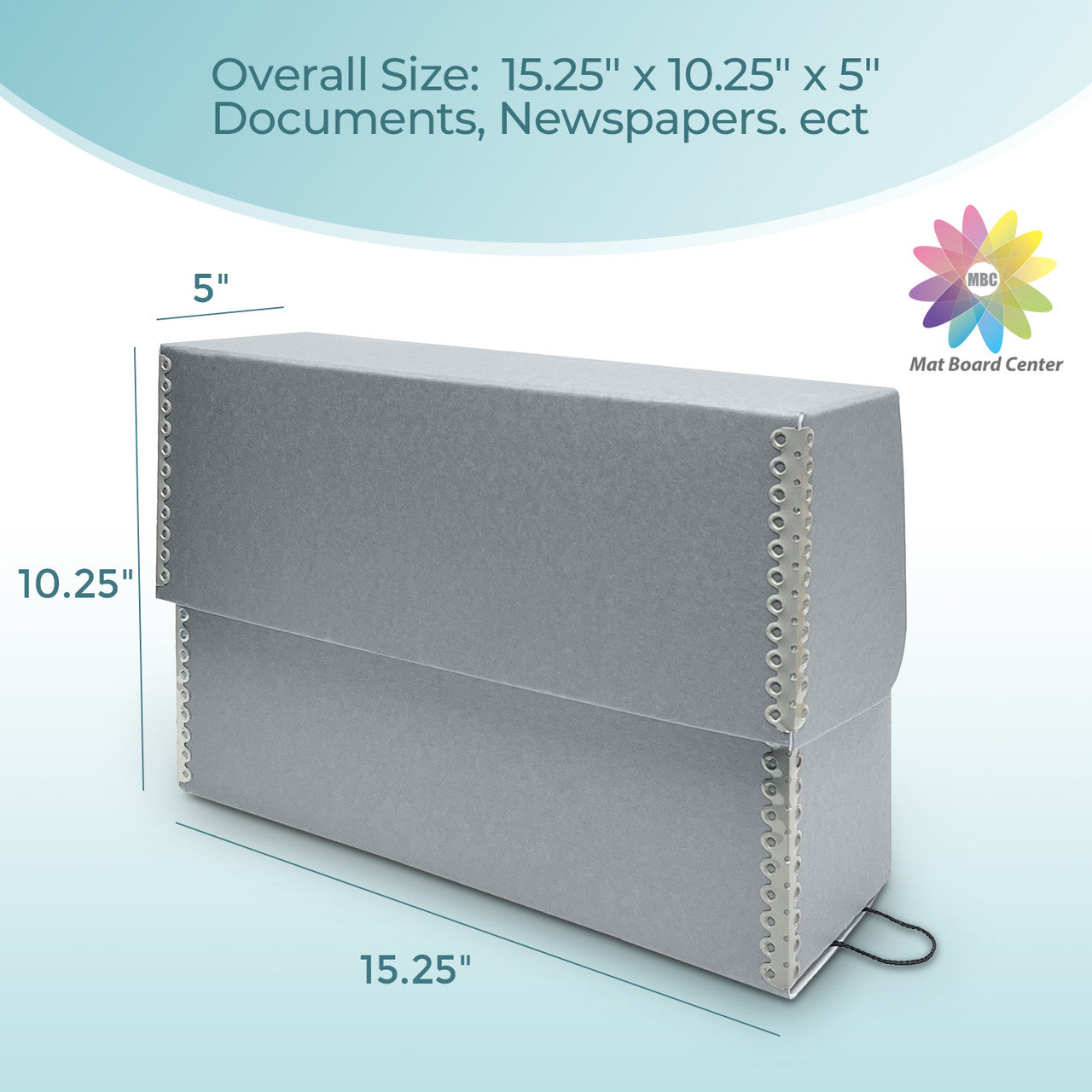 Lineco Letter Wide Blue/Gray Archival Document Storage Cases Acid Free File Organizer 15.25" x 10.25" x 5"