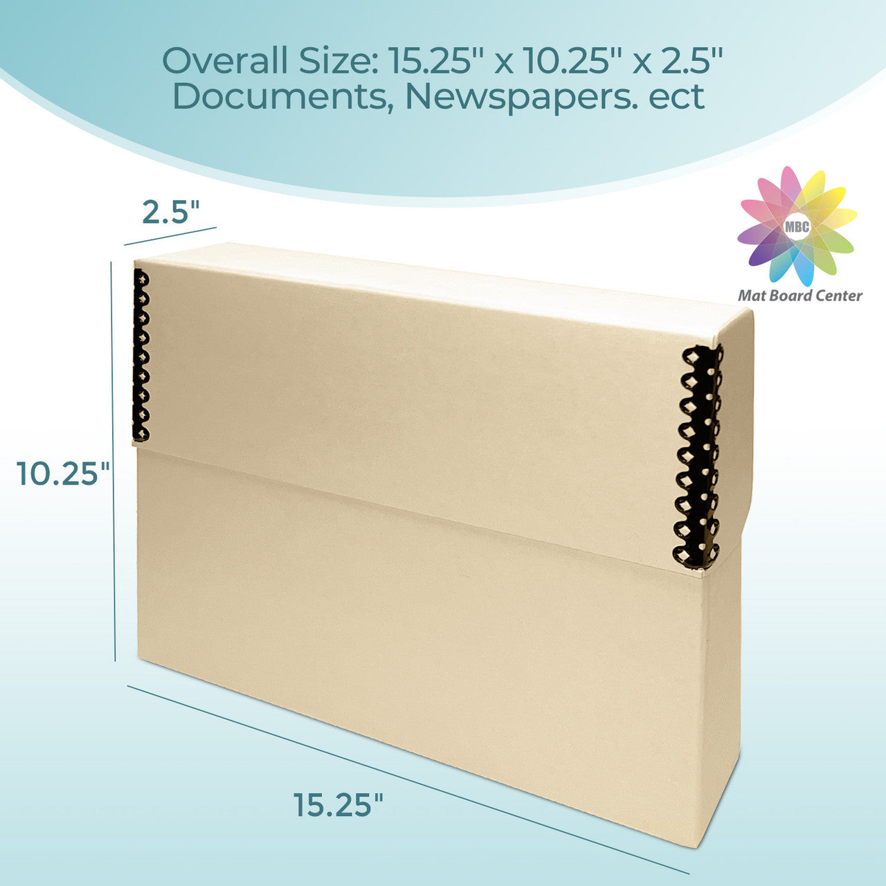 Lineco Letter Tan Archival Document Storage Cases Acid Free File Organizer 15.25" x 10.25" x 2.5"